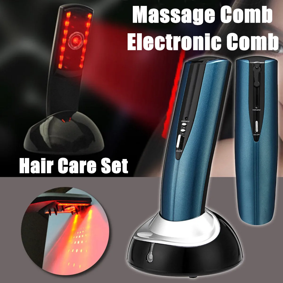 

2 Pcs Set Electric Comb Ozone Infrared Stimulator Healthy Hair Growth Care Therapy Massage Comb Hair Loss Stop Product Man Women
