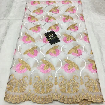 

(5yards/pc) High quality white pink African voile lace fabric soft Swiss cotton lace with beautiful embroidery for party CLL131