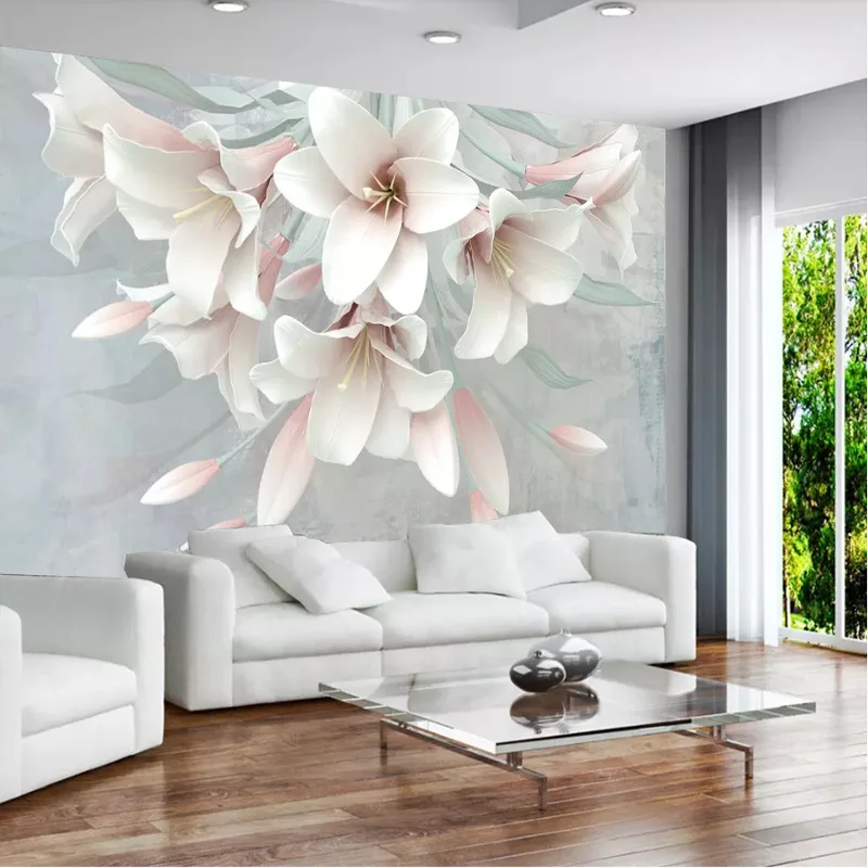 

New Style American-Style Village Flower 3D Oil Painting Relief Flower Wallpaper Mural Sofa Bedroom TV Backdrop Wall Cloth