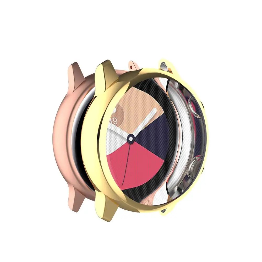 Electroplating gold Для galaxy watch Активный Чехол samsung galaxy watch active 2 44 мм 40 мм Бампер протектор HD полное покрытие экрана Защитный чехол - Цвет: Electroplating gold
