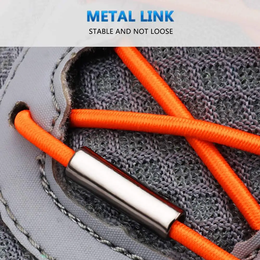 1 Pair No Tie Shoe laces Elastic Shoelaces Round Metal Buckle Kids Adult Quick Lock Shoe lace Leisure Sneakers Lazy laces