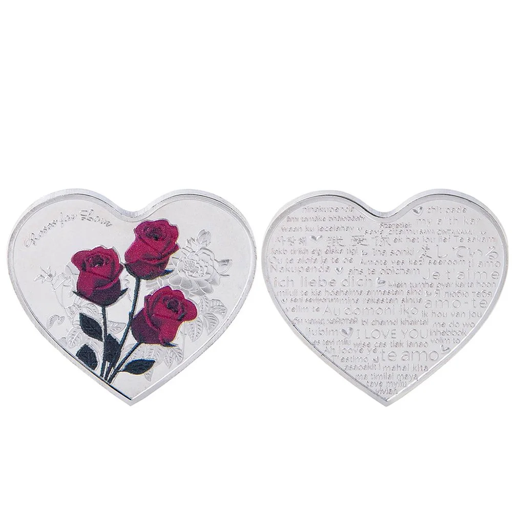Commemorative Coin Collection Coin Rose Emulation Metal Silver Ornaments Badge Gifts Adornment Coin Game Currency Home Decor