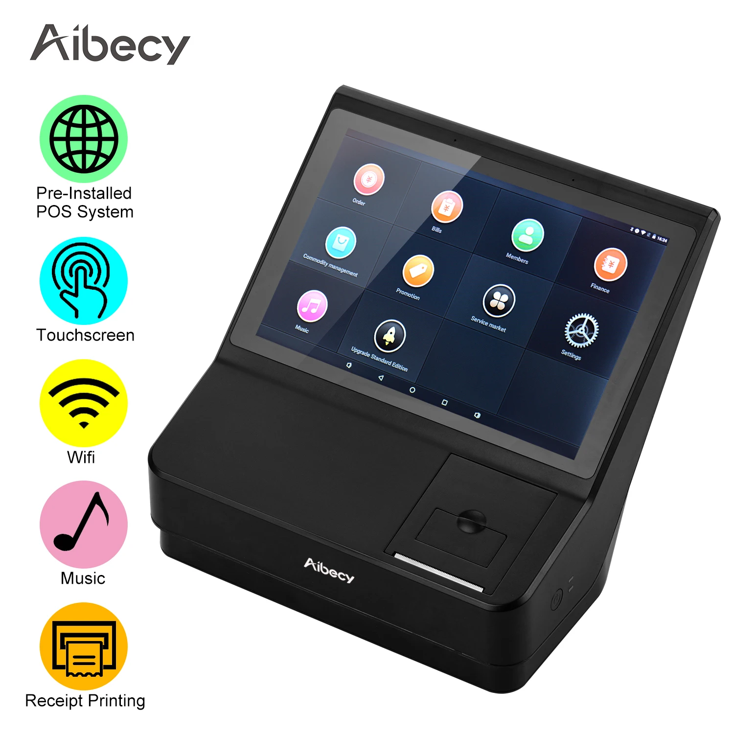 Aibecy 10 1 дюймовый сенсорный POS кассовый аппарат с системой точки продажи поддержка