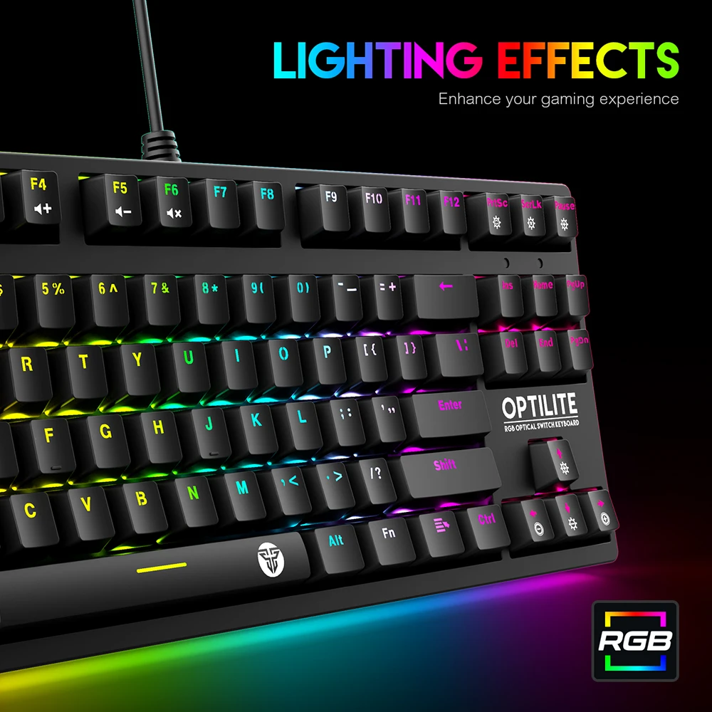 Fantech MK872 механическая клавиатура 87 клавиш RGB анти ореолы световой синий