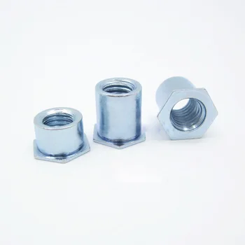 

20pcs M5 pressure riveting screws hex double hole screw platen stud nut galvanized bolt bottom hole 7.2mmm 4mm-12mm long