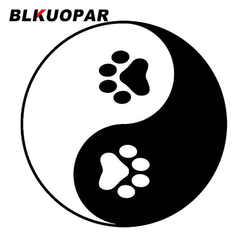

BLKUOPAR Yin Yang Symbol With Dog Paws Car Sticker Creative Scratch-Proof Decal Waterproof Windshield Refrigerator Car Styling