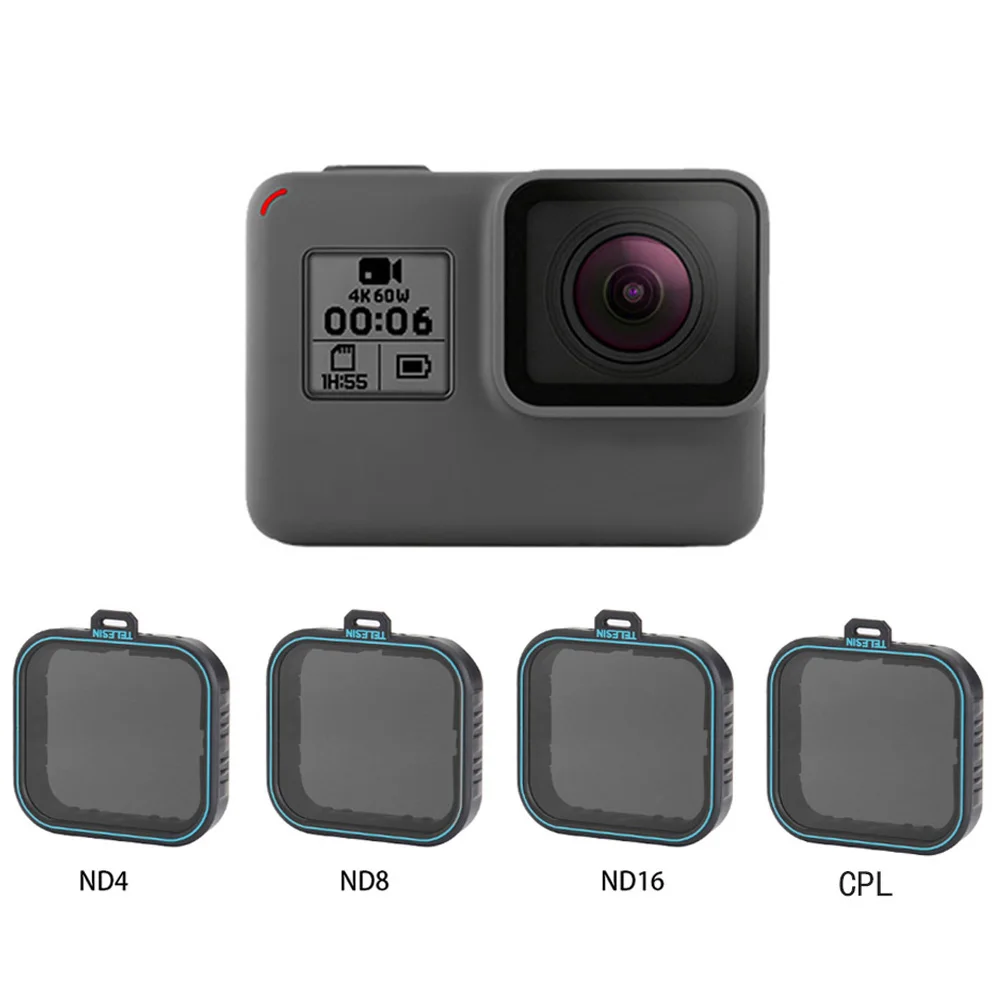 TELESIN CPL поляризационный поляризатор ND4 ND8 ND16 фильтры для экшн-камеры набор