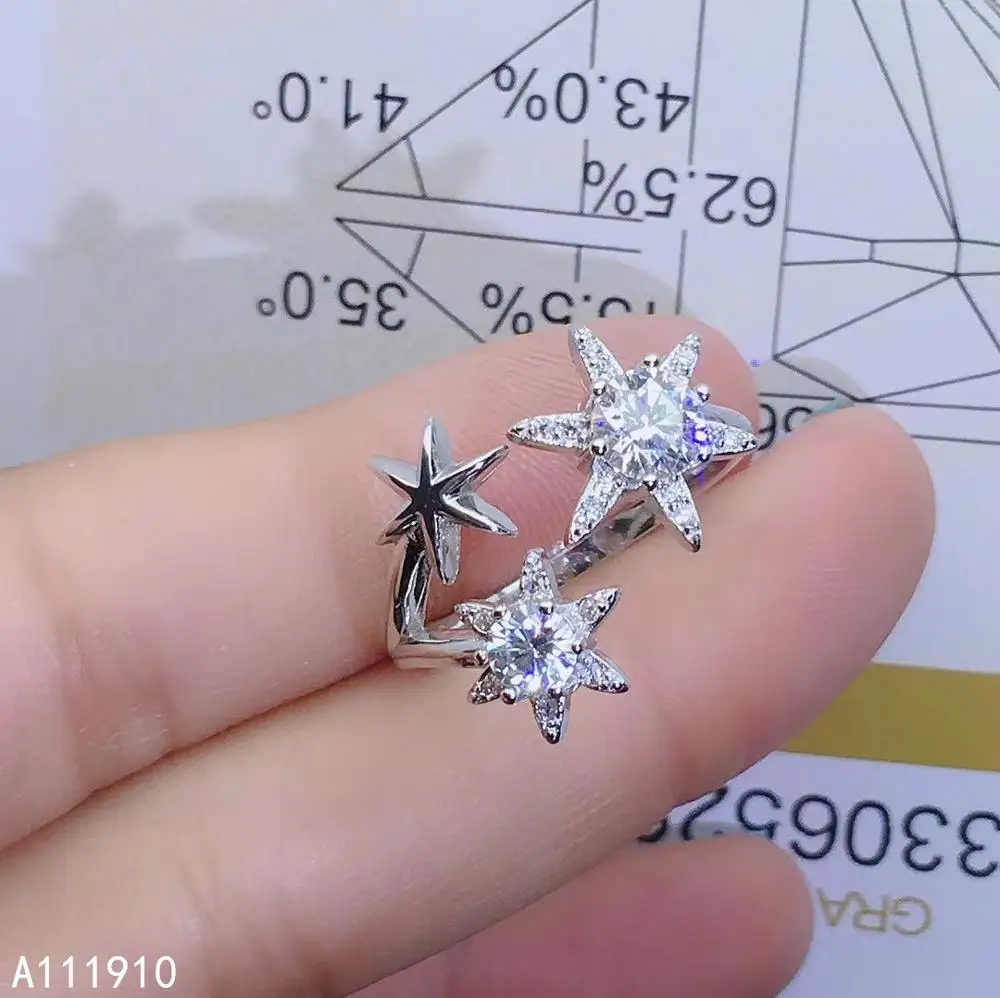 KJJEAXCMYFineJewelry925SterlingSilverInlaidMosangDiamondFemaleRingSupportDetection