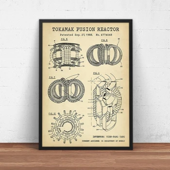 

Nuclear Reactor Patent Prints Boys Room Decor Tokamak Fusion Reactor Blueprint Canvas Painting Electrical Plant Wall Pictures