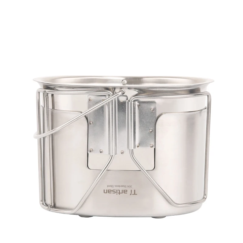 Stove Cup Tiartisan посуда для кемпинга на открытом воздухе 304 нержавеющая сталь армейская версия походная чашка Ланч-бокс деревянная плита набор с ручкой подвесной горшок - Цвет: Stove Cup
