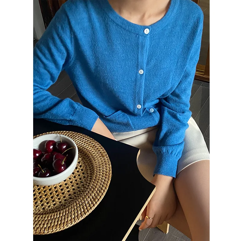 Wool blended short knitted cardigan women's new fall 2020 Korean version of lazy thin outer top ins |