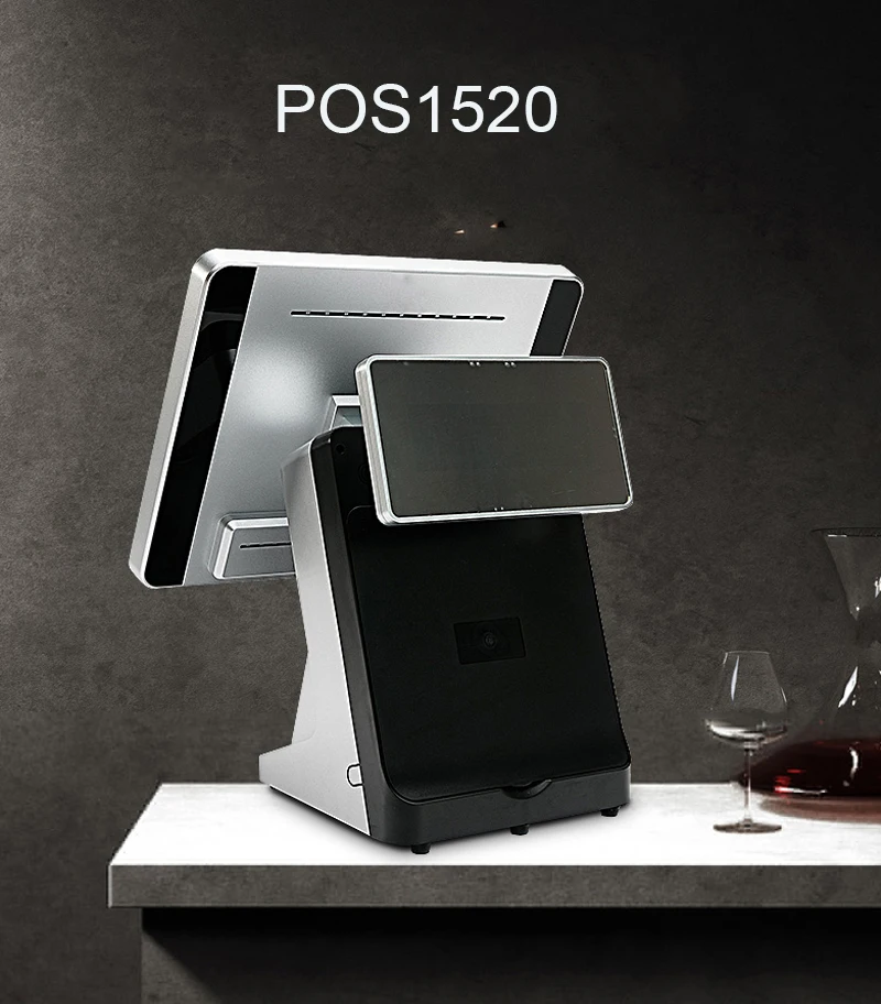 Point Of Sale VGA High Quality LCD POS MachineSystem 15'' Capacitive Touch Screen Display Built-in Printer VFD Cash register