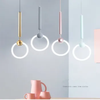 

Nordic Art LED Loop Creative Concise Dining Room Pendant Light Cafe Restaurant Hanging Lights Lovely Led Lamp For Kid's Room