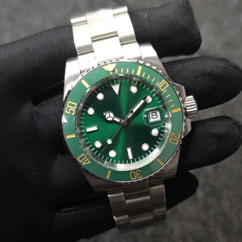 

Aseptic Dial green 40mm Mechanical Automatic Stainless Men's Watch Steel Sapphire Glass 2813 Movement Ceramic Bezel 03