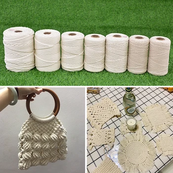 

4/5/6/8/10mm Cotton Cord Beige Twisted Cord String Macrame Cord Rope for DIY Handmade Home Wedding Decoration Gift Crafts^
