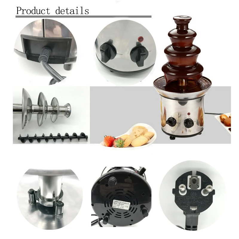 Stainless Steel Four-Layer Chocolate Fountain Machine Large-Capacity Melting Pot Small Dessert Party Wedding Supplies
