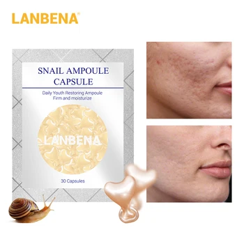 

LANBENA 30 Capsules/Box Snail Ampoule Capsule 24k-gold Face Serum Anti-Aging Anti-wrinkle Remove Fine Lines Skin Care Liquid