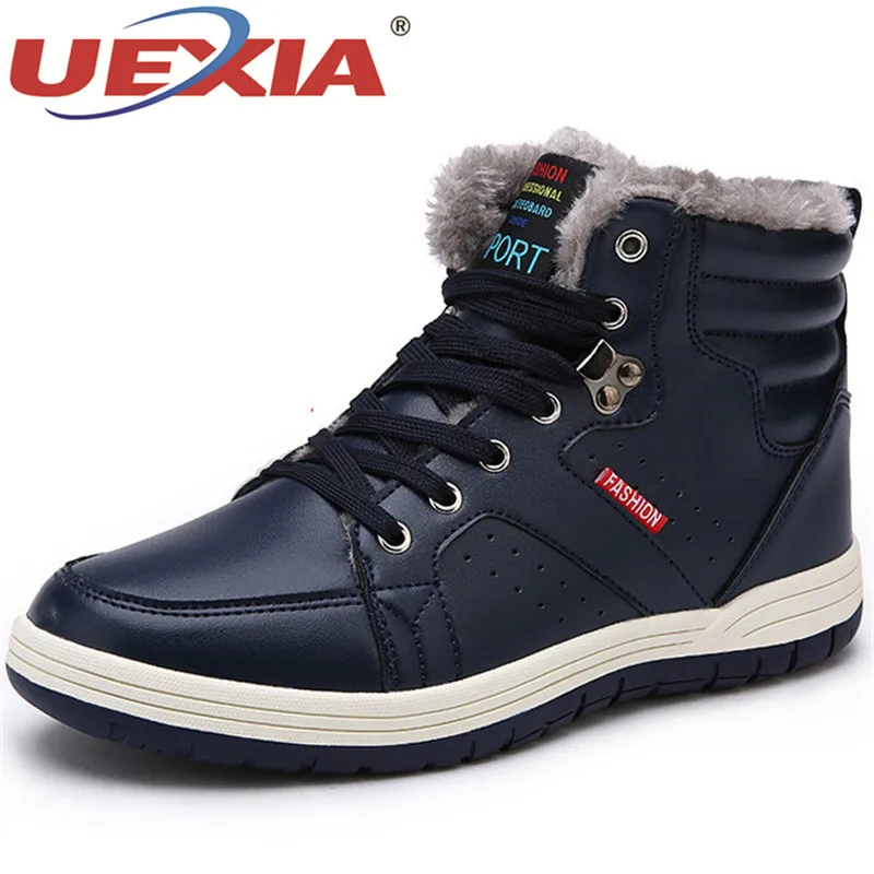 

UEXIA Outdoor sport 2019 Fashion Men Winter Snow Boots Keep Warm Plush Fur Ankle Snow Shoes Casual Men's Snow Boots Size 39-48