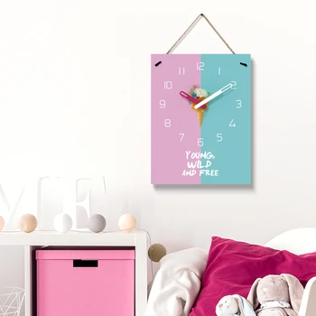 

Creative Mute Wall Clock Nordic Bedroom Square Modern Unique Wall Clock for Kids Reloj Pared Madera Home Decorations DD45WC