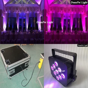 

16pcs+ Road Flycase indoor par led rgbw uv 9x18w led wireless fat par led slim par with battery power