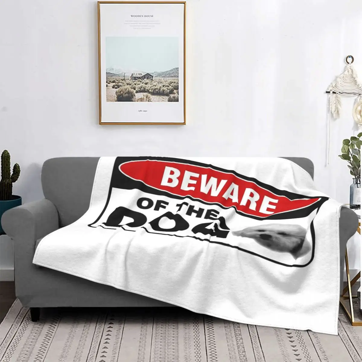 

Beware Of The Dog-Manta a cuadros para niños, para cama colcha, manta para Picnic, 150