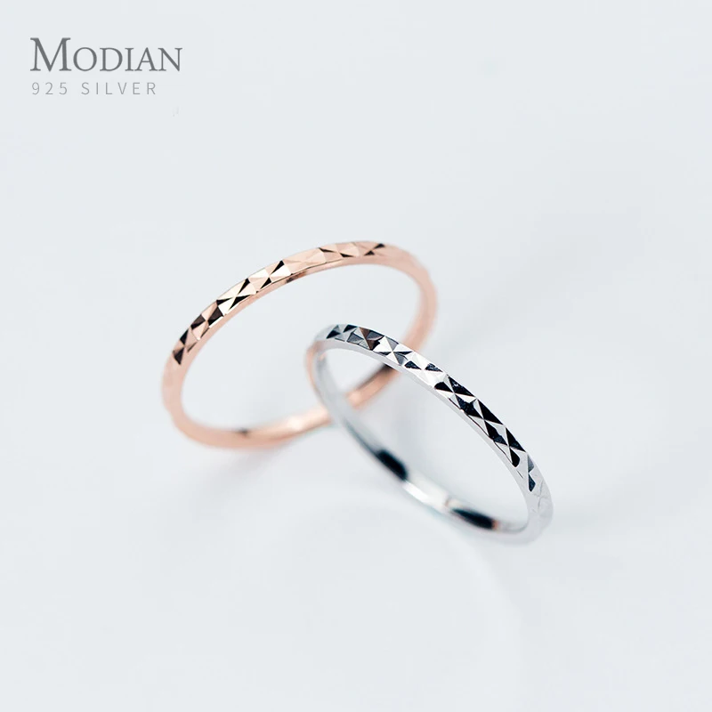 Silver Rings Silver Ring Wedding Rings Modian New Babysbreath Stackable Tiny Fashion Jewelry 925 Sterling Silver Color Finger Rings For Women Wedding Silver Jewelry