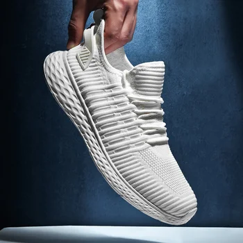 

New Unisex Summer Flying Woven Casual Shoes Lace up Men Shoes Lightweight Comfortable Breathable Couples Walking Women Sneakers
