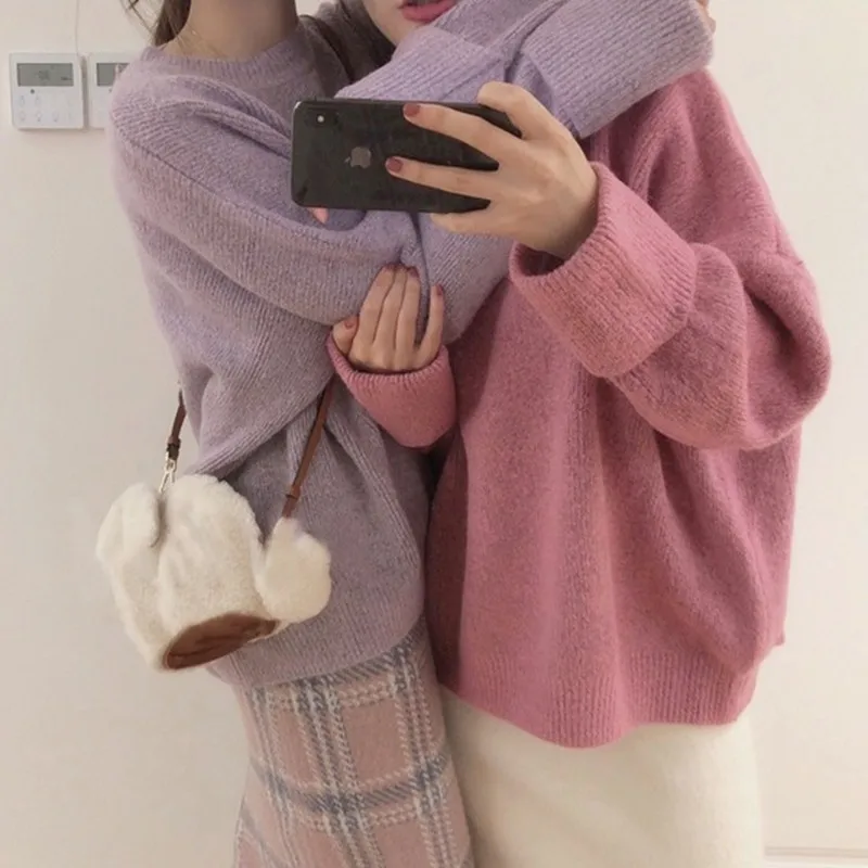 Taro Lavender Purple Sweater Female Lazy Loose