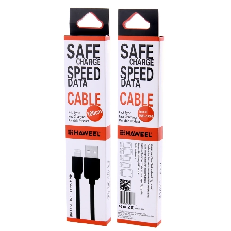 HAWEEL 1 м высокоскоростной 35 ядер 8-контактный usb-кабель для зарядки для iPhone XR/iPhone XS MAX/iPhone X и XS/iPhone 8 и 8 Plus