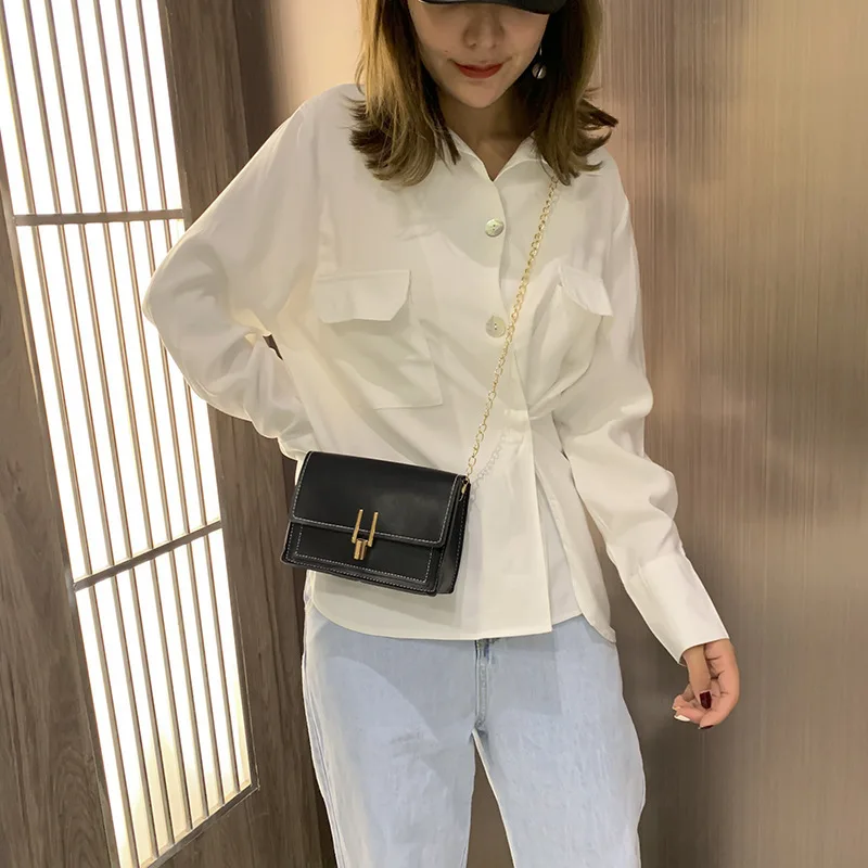

Pu Contrast Color Y Lock Square Sling Bag