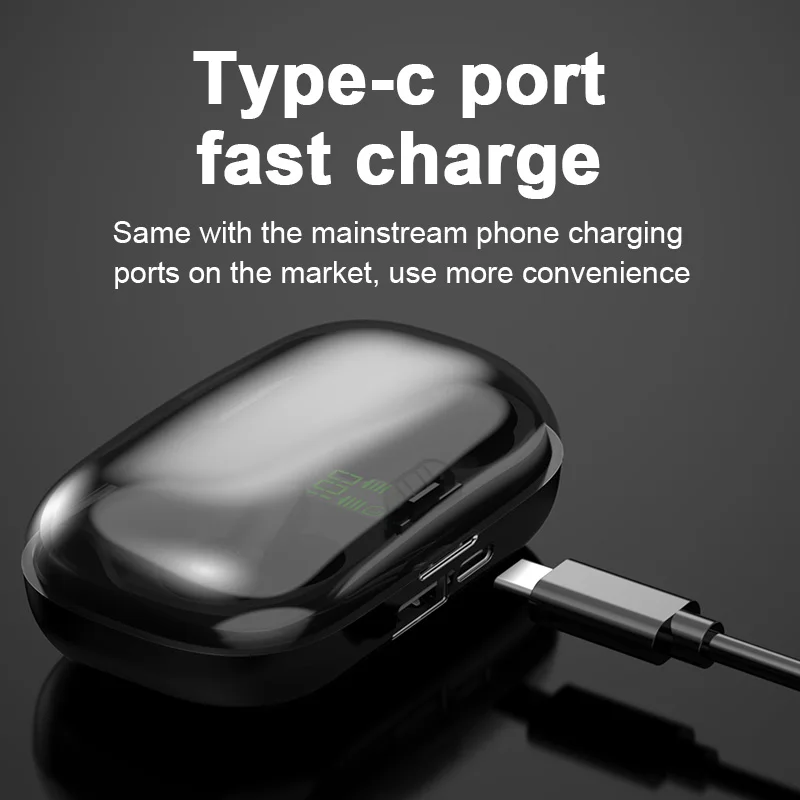 TWS Wireless Earphones Noise Canceling HiFi Mini In ear Headset 2200mAh Charging Box for iOS Android Earphone Bluetooth 5 0