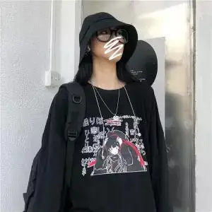 Готический панк женские черные футболки осенние женские Топы Harajuku крутая японская футболка Женские Осенние футболки с длинным рукавом пуловер - Цвет: 7