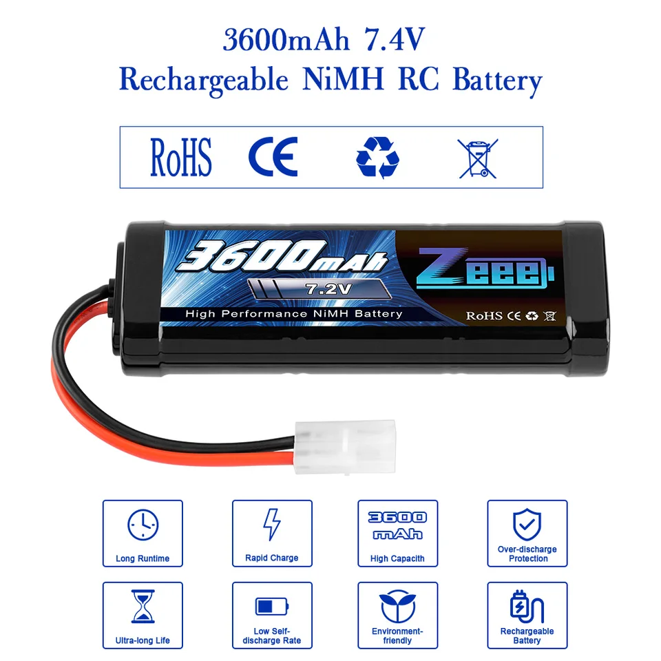 Zeee-ラジコンカー用バッテリー,7.2v,3600mah,rc nimh,車と