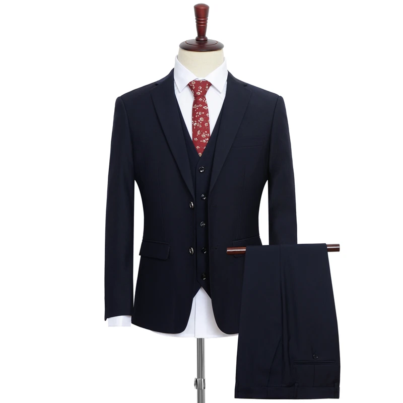 SHAN BAO plus size L-9XL loose suit autumn classic brand business casual young men's banquet wedding suit navy black blue formal suit