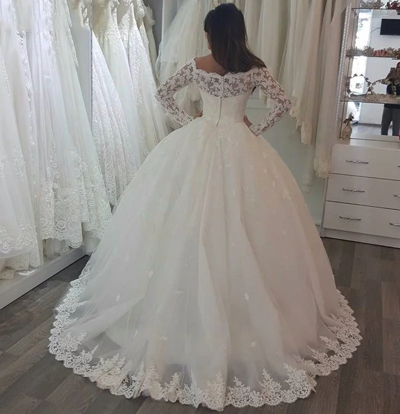 Vestido de casamento, профессиональные Заказные элегантные интеллектуальные кружевные платья, Тюлевое свадебное платье с коротким шлейфом и вырезом лодочкой