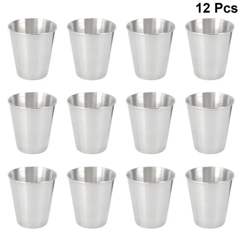 12pcs Cup Stainless Coffee Glasses Cups Portable Drinking Tumbler Spirits Cup Glasses Cups Sauce Holder For Home drinking vessels