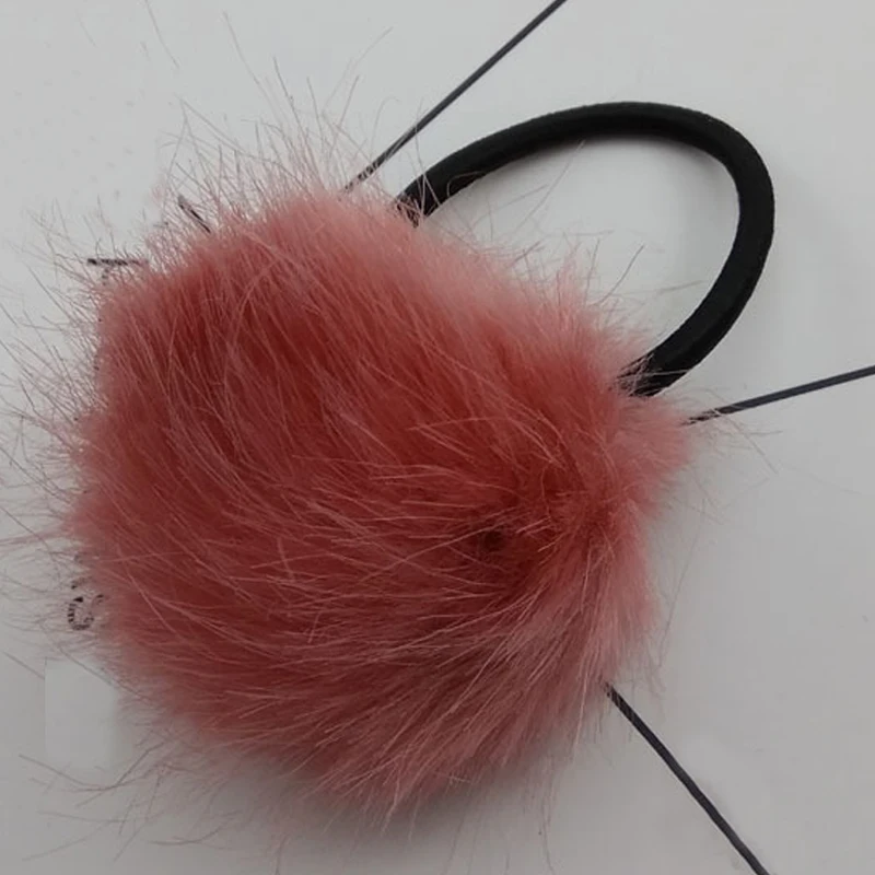Dark Pink 1 шт. меховой шарик эластичный для девушек женский конский хвост держатели плюшевый шар волосы кольцо эластичные резинки для волос аксессуары для галстуков резиновая повязка для волос - Цвет: Dark Pink