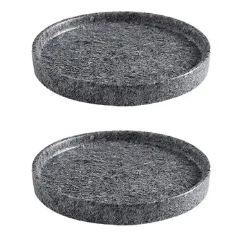 

2PCS 15x15x1.8cm Flowerpot Drip Tray Ceramic Cement Design Flowerpot Base Tray for Garden Balcony (Grey)