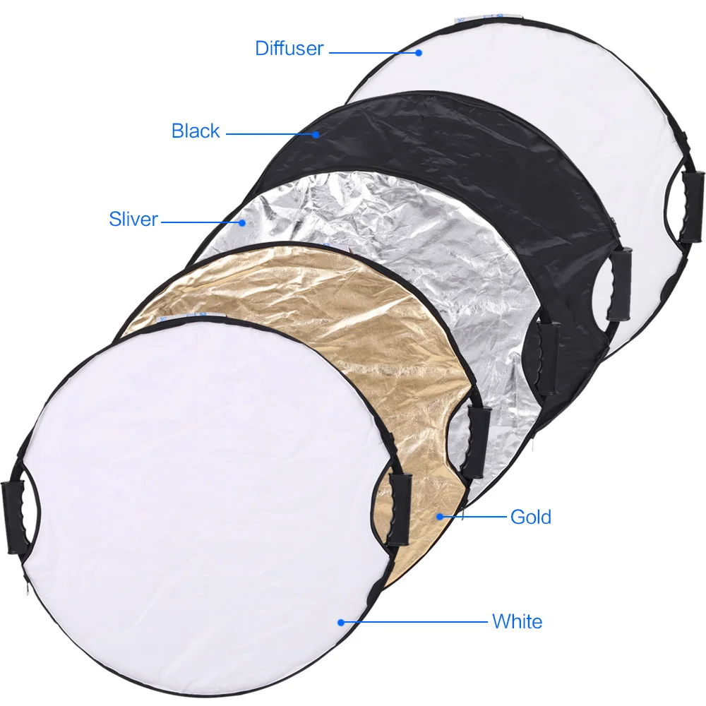 Andoer 60cm 5in1 Round Collapsible Multi-Disc Portable Circular Photo Photography Studio Video Light Reflector