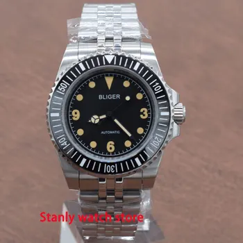 

Luxury brand Bliger 40mm black dial luminous ceramic bezel sapphire vintage style miyota 8215 automatic movement men's watch