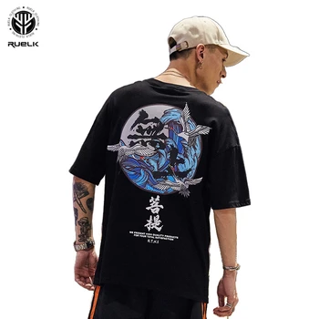 

RUELK Summer Chinese Style Short-Sleeved T-shirt Male Hip-Hop Personality Short Tee tide Street Half-Sleeved Couple Dress M-2XL