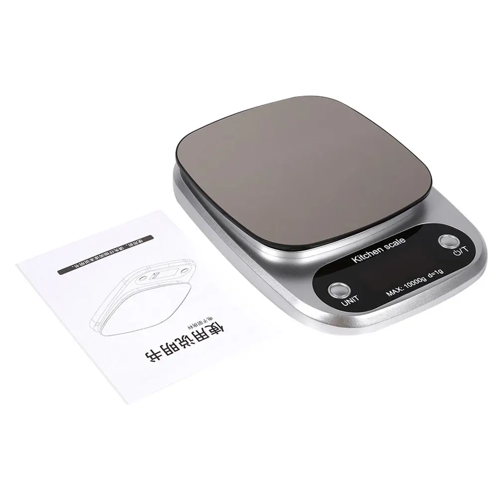 Digital Scale Kitchen Scale Mini Scale Practical Portable Stainless Steel 10kg/1g Jewelry with Tray Cooking Tool Electronic