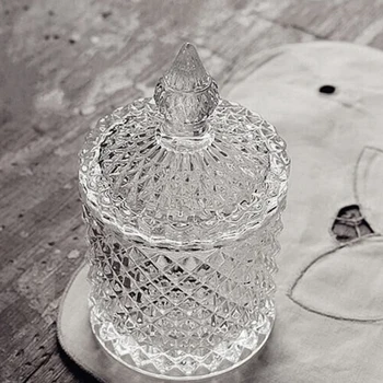 

Roman Nordic Storage Crystal Glass Jar Sugar Pot Jewelry Decoration Furnishing Article Wedding Desktop Sugar Candy Storage Dec