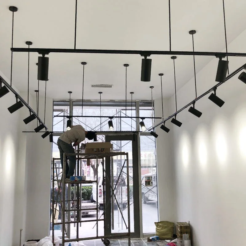 Hanging Led Track Lights 220V Whole Set  Adjustable Hang Rod Rail 0.5M COB Ceiling Track lamp For Clothing Shop Living Room Home 6