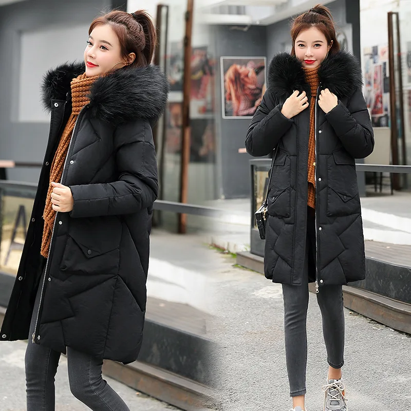 

Winter Thick Women's 2019 Winter New Style Korean-style down Jacket Cotton-padded Clothes Thick Mid-length over-the-Knee Cotton-