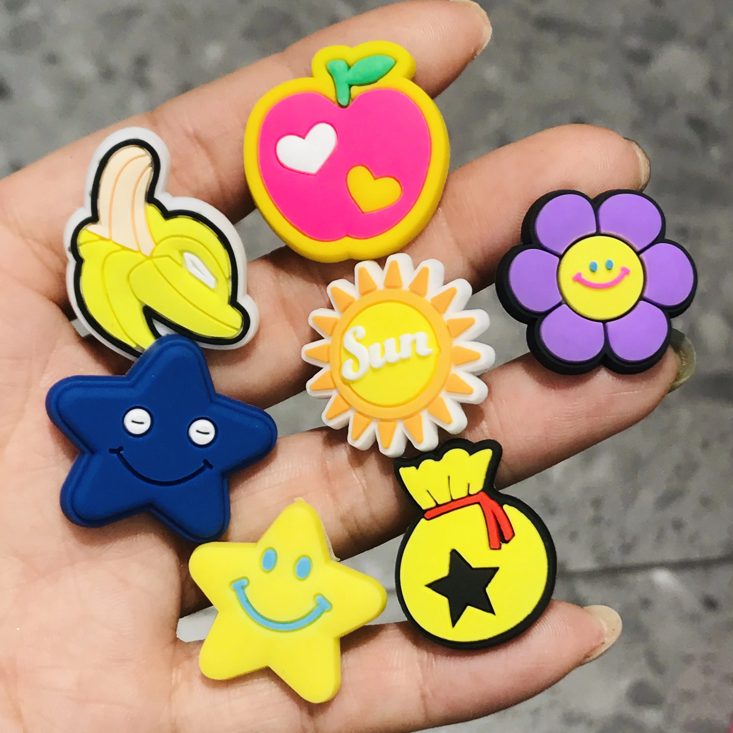 1Pcs Stars Fruit Sun Flowers PVC Shoe Charms Accessories Garden Shoe