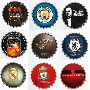 

Football Route 66 Beer Bottle Cap Vintage Tin Sign Bar Pub Cafe Home Wall Decor Plates Metal Art Poster Metal Round Plaques