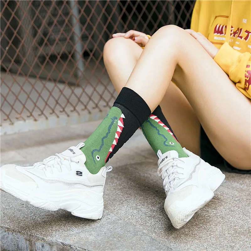 Harajuku Kawaii Zebra Socks Animal Printing Funny Cute Socks Crocodile Whale Cotton Sokken Calcetines Japanese Streetwear Sox