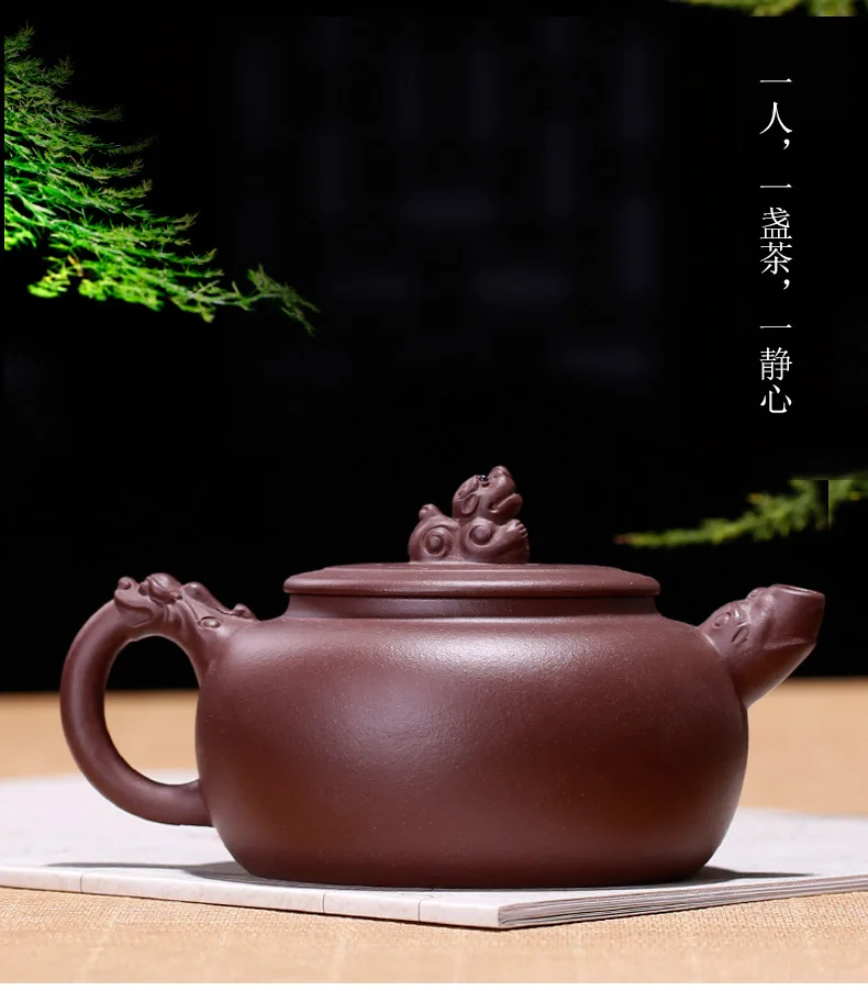 Yixing Clay Teapot Raw Ore Old Purple Clay All Rivers Run into Sea Coloured Drawing Entirely Handmade Teapot Gift Customization