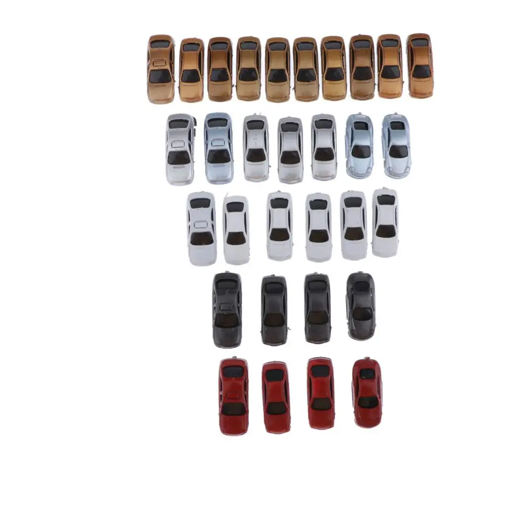 30pcs Painted Model Cars Miniature Model Car Building Train Layout Scale N (1 to 150)